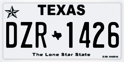 TX license plate DZR1426