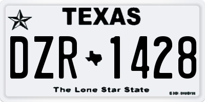 TX license plate DZR1428