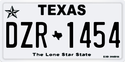 TX license plate DZR1454