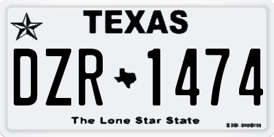TX license plate DZR1474