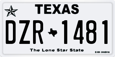TX license plate DZR1481