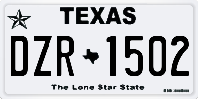 TX license plate DZR1502