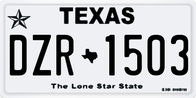 TX license plate DZR1503