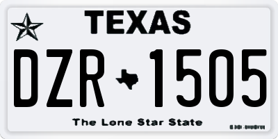 TX license plate DZR1505