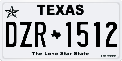 TX license plate DZR1512