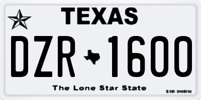 TX license plate DZR1600