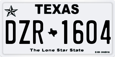 TX license plate DZR1604