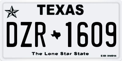 TX license plate DZR1609
