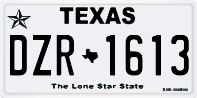 TX license plate DZR1613