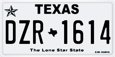 TX license plate DZR1614