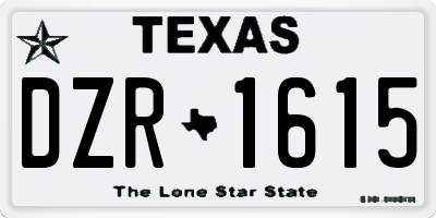 TX license plate DZR1615