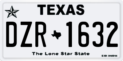TX license plate DZR1632