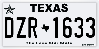 TX license plate DZR1633