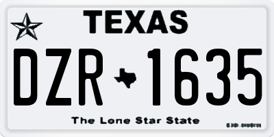 TX license plate DZR1635