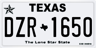 TX license plate DZR1650