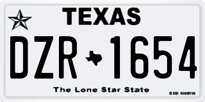 TX license plate DZR1654
