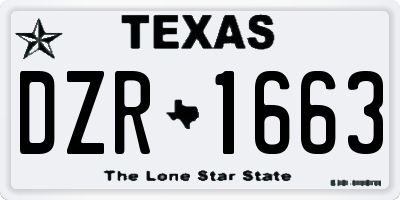 TX license plate DZR1663
