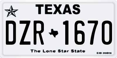 TX license plate DZR1670