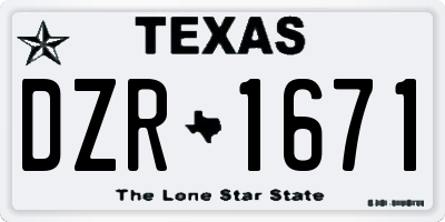 TX license plate DZR1671