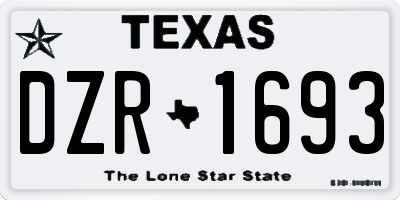 TX license plate DZR1693