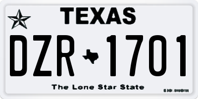 TX license plate DZR1701