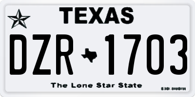 TX license plate DZR1703