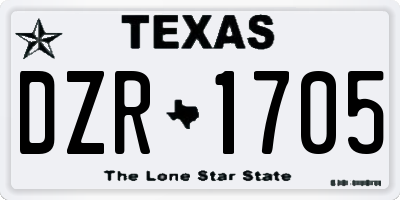 TX license plate DZR1705