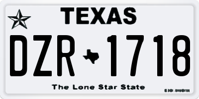 TX license plate DZR1718