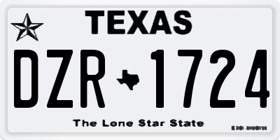 TX license plate DZR1724