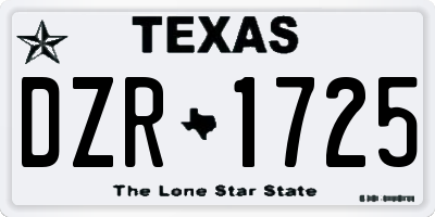 TX license plate DZR1725
