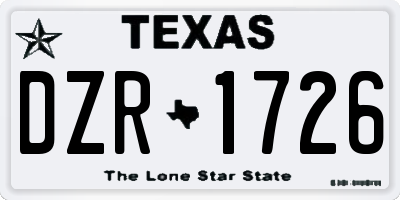 TX license plate DZR1726