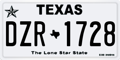 TX license plate DZR1728