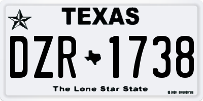 TX license plate DZR1738