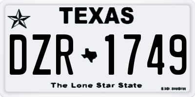 TX license plate DZR1749