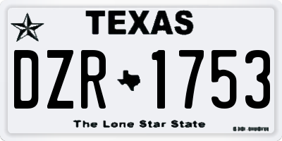 TX license plate DZR1753