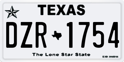 TX license plate DZR1754