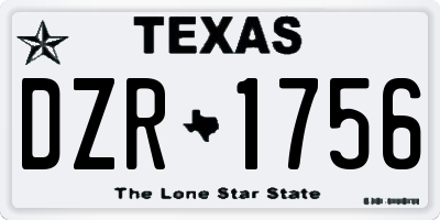 TX license plate DZR1756