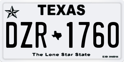 TX license plate DZR1760