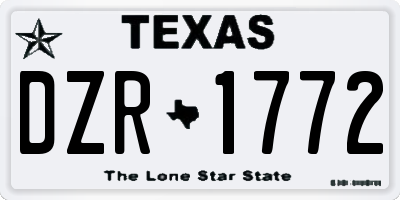 TX license plate DZR1772