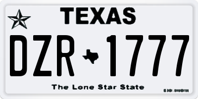 TX license plate DZR1777