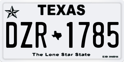 TX license plate DZR1785