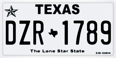 TX license plate DZR1789