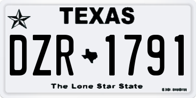 TX license plate DZR1791