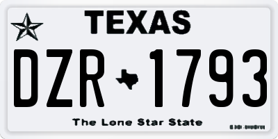 TX license plate DZR1793