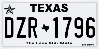 TX license plate DZR1796