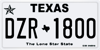 TX license plate DZR1800