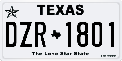 TX license plate DZR1801