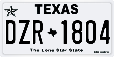 TX license plate DZR1804