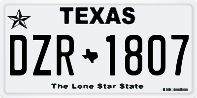 TX license plate DZR1807