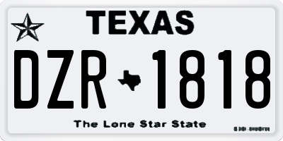 TX license plate DZR1818